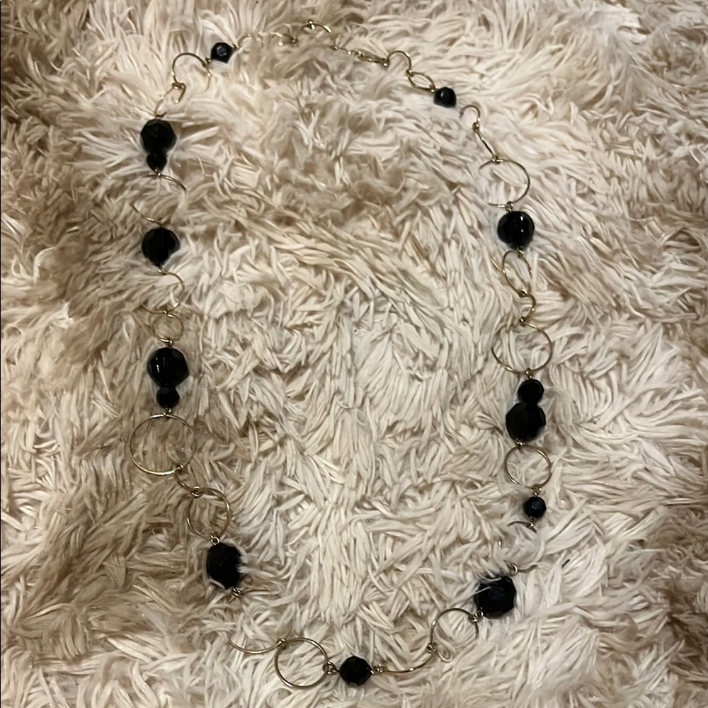 Black and Gold Minimalist Beaded Necklace